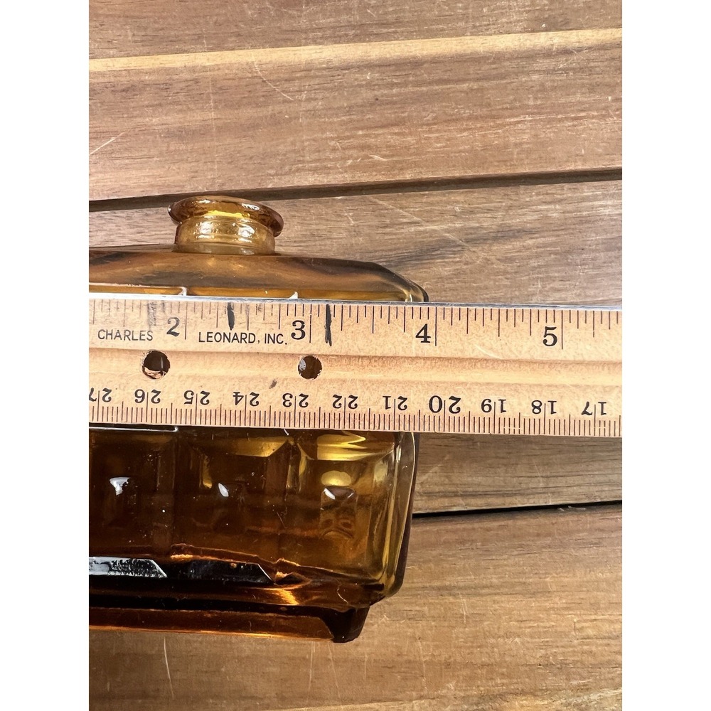 Vintage MCM Amber Glass Decanter Bottle Brutalist Geometric Design - Picture 8 of 9